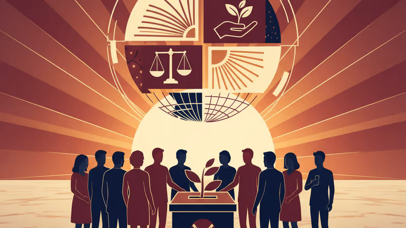 象徵地緣政治與民生落差的對比意象圖