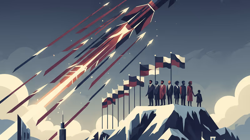 The Oreshnik missile's descent and explosions over a Ukrainian city at night