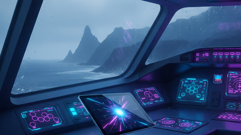 在惡劣天氣中導航螢幕顯示錯誤訊息的飛機駕駛艙