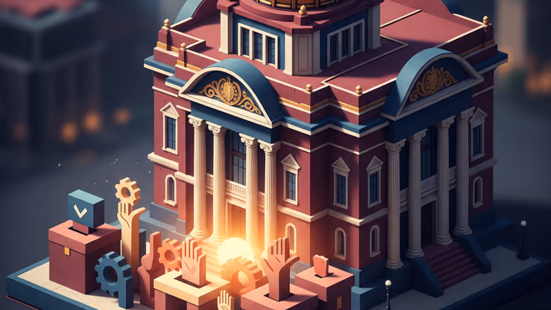 멕시코시티 미국 대사관 건물의 황혼 녘 전경