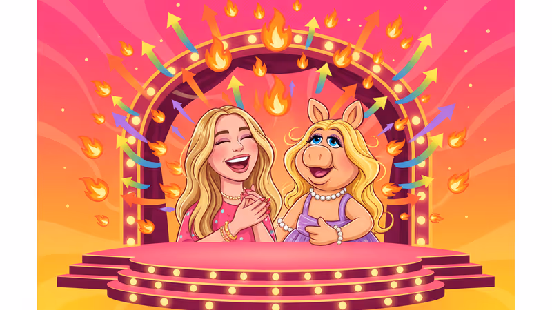 Sabrina Carpenter and Miss Piggy on The Muppet Show stage