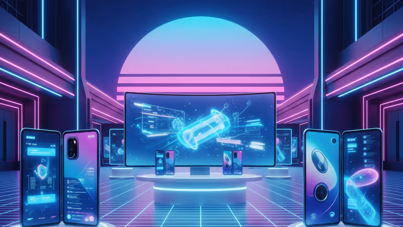 삼성전자 CES 2026 전시장의 미래형 디스플레이와 가전 제품군 전경