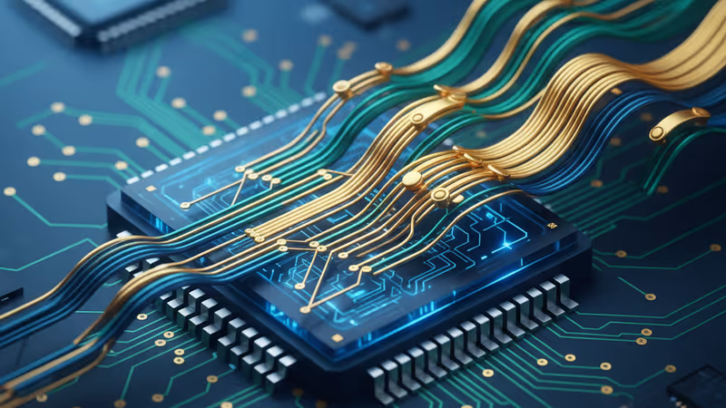 삼성전자 사상 최대 실적을 상징하는 화려한 반도체 웨이퍼 이미지