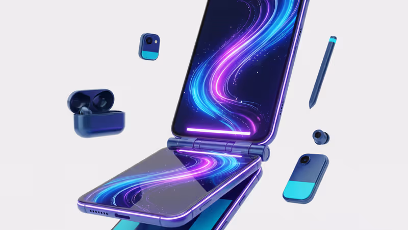 Samsung Z Trifold foldable partially unfolded on a desk