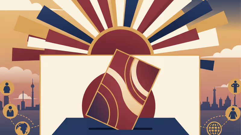 2026年総選挙に向けて演説する高市早苗首相のイメージ