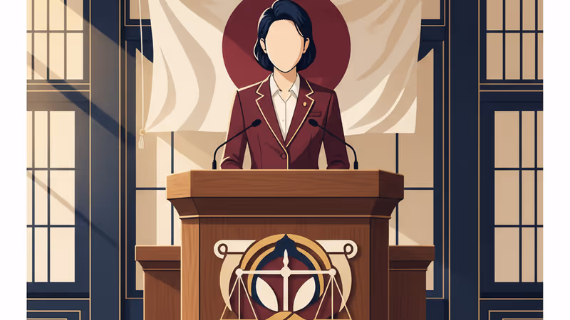 Prime Minister Sanae Takaichi speaking at a press conference in Tokyo.