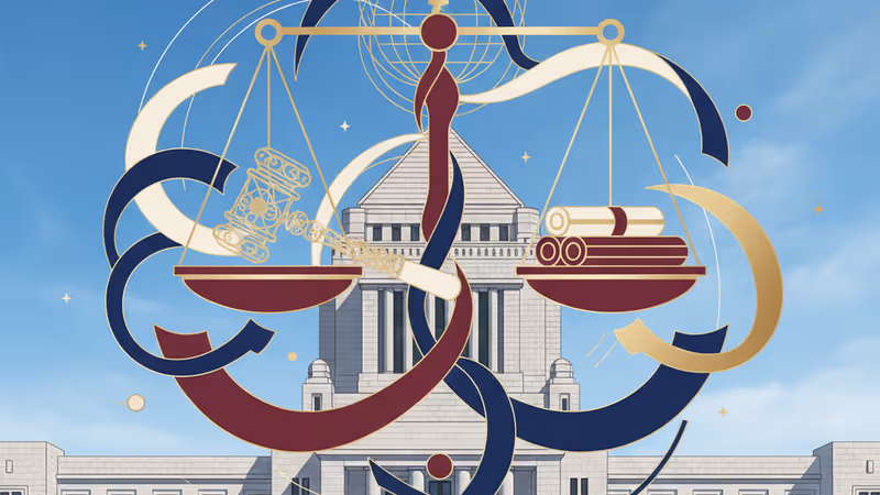 日本首相高市早苗在國會演講的示意圖