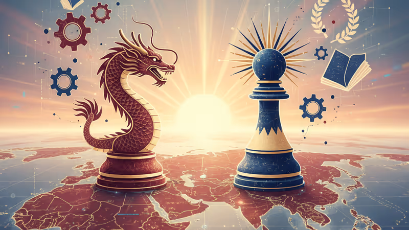 日本與中國國旗及台灣剪影，展現緊張的外交關係。