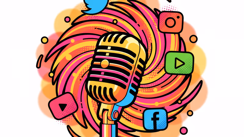 따뜻한 보케 조명이 비치는 팟캐스트 스튜디오 마이크