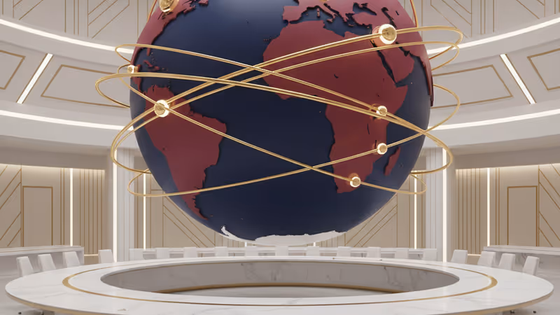 リヤドの外交会談場とサウジアラビアの国旗の風景