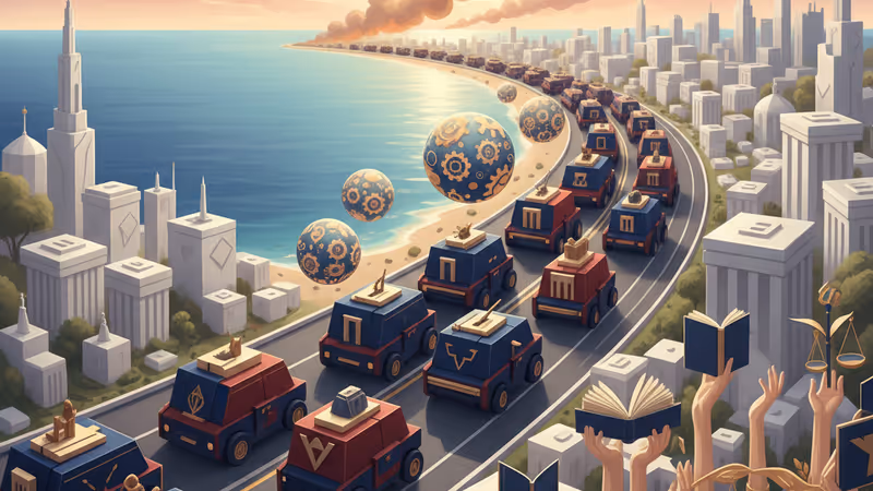 예멘 무칼라 항구 근처로 진격하는 군 차량 행렬