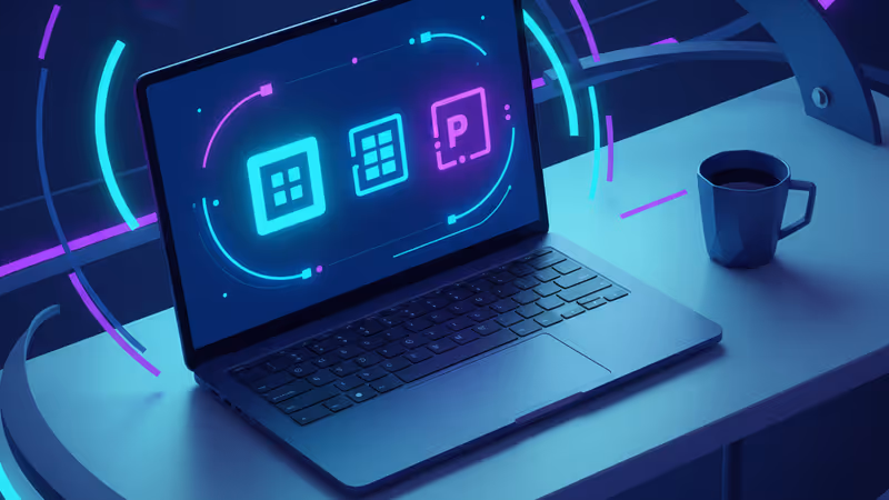 Microsoft Office app icons displayed on a laptop screen