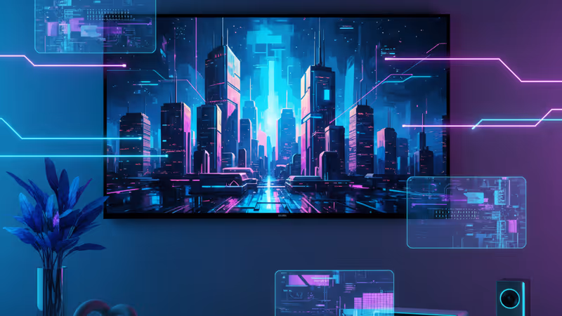 Samsung The Frame TV displaying art in a modern home