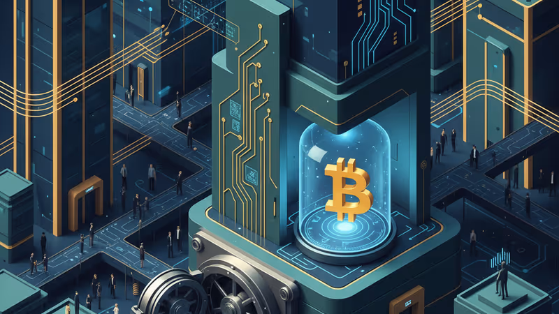 Interior view of Sberbank's digital vault holding a bitcoin