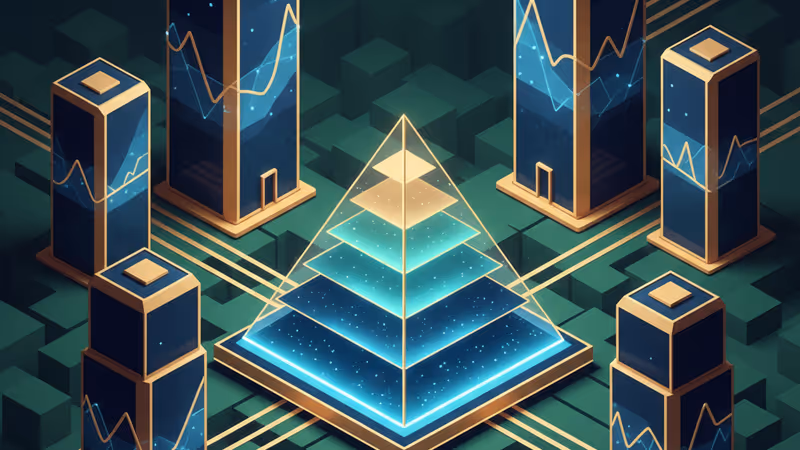 슈왑의 가상자산 3단계 구조를 시각화한 골드톤의 레이어 다이어그램