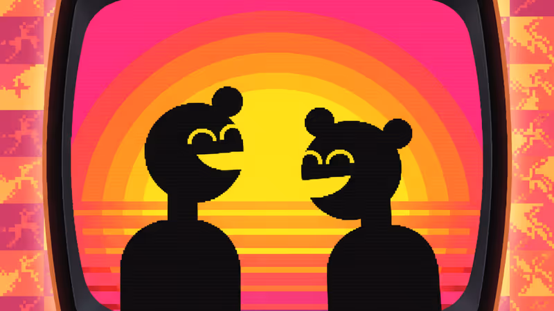 석양을 배경으로 함께 웃고 있는 티몬과 품바의 실루엣