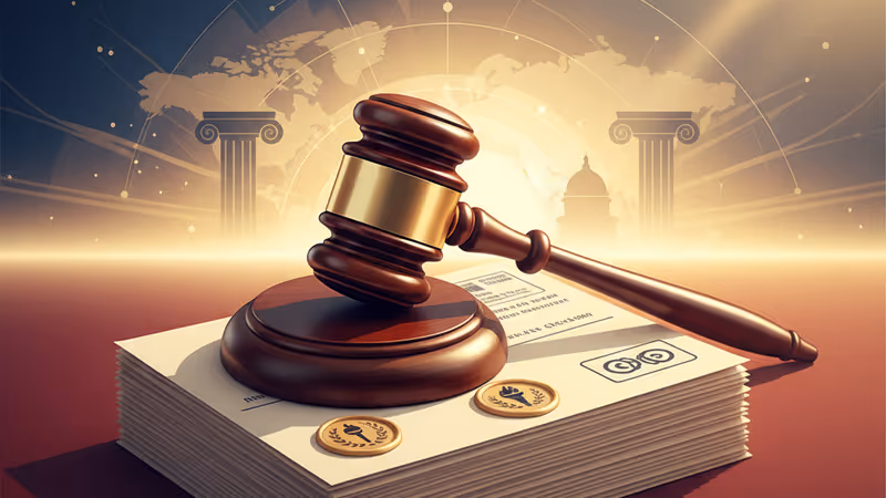 アメリカ連邦最高裁判所の外観と司法の権威を示すイメージ