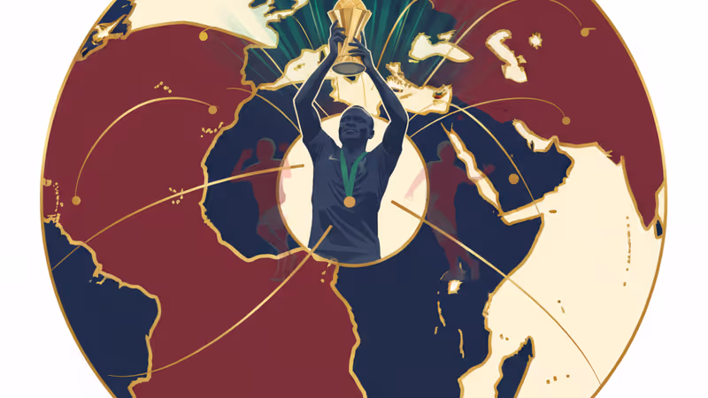 雨中被聚光燈照亮的足球場中央