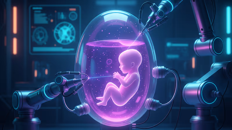 展示未來醫療機器人與人工子宮技術的實驗室全景