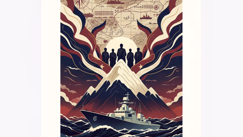 台湾周辺で演習を行う中国軍の艦隊と軍事力の象徴