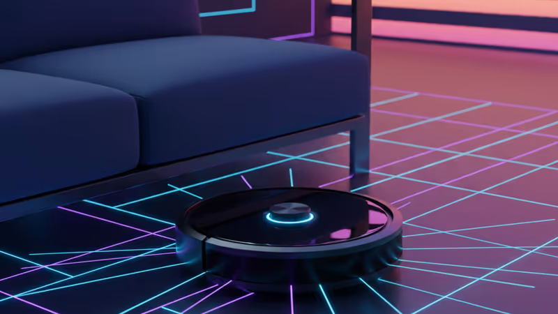 현대적인 거실 바닥을 청소 중인 Shark 로봇청소기