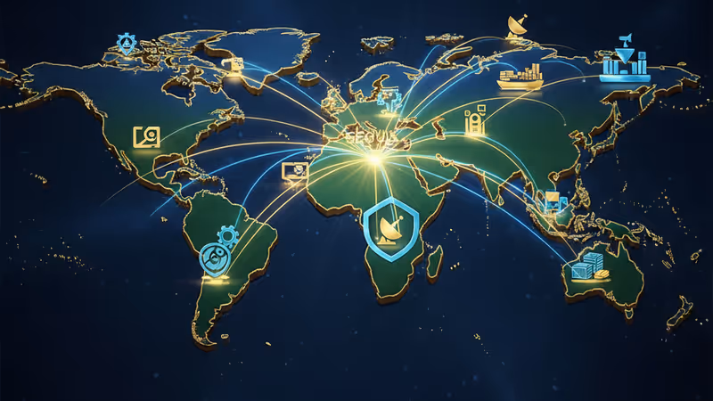 World map showing global trade connections between Shinsegae and Alibaba