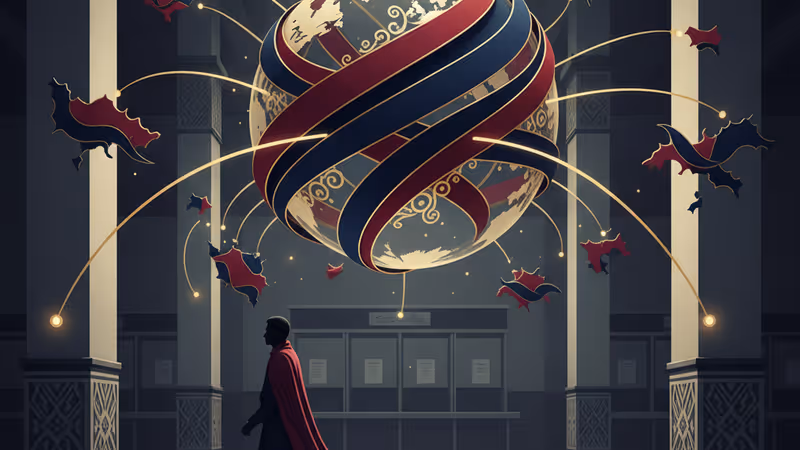 緬甸仰光投票站前查閱選民名單的民眾與遠處警戒的軍方人員