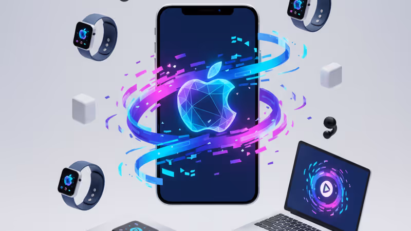 애플과 구글의 AI 협력을 상징하는 아이폰 인터페이스 그래픽