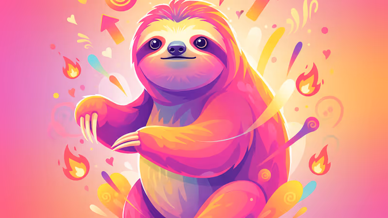 在熱帶雨林樹枝上悠閒懸掛的樹懶插畫