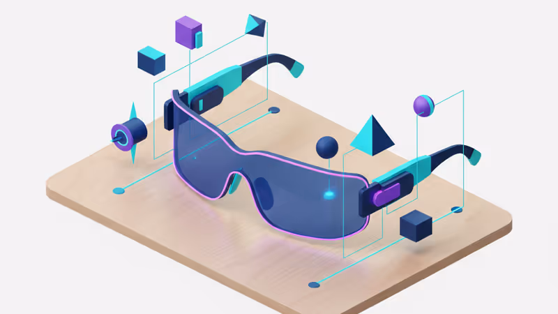 Sleek modern smart glasses on a wooden desk