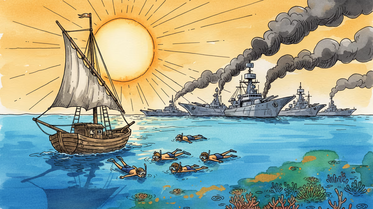 戦争の海峡で、私はシュノーケリングをした