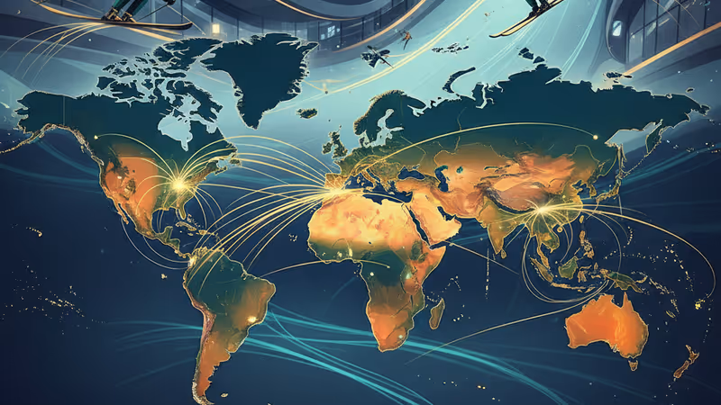 位於深圳現代建築群中的巨大室內滑雪場外觀