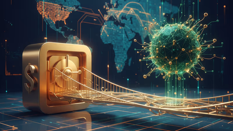 Futuristic tech background merging SoftBank and OpenAI logos