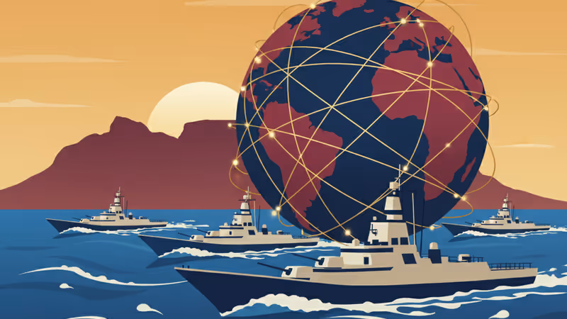 케이프타운 인근 해상에서 합동 훈련 중인 BRICS 국가들의 군함들