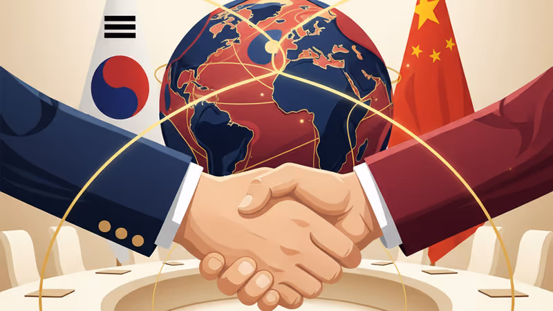 시진핑 주석과 이 대통령이 정상회담에서 악수하는 모습