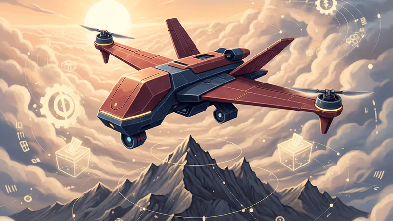 在陰雲密佈的南北韓邊境上空飛行的偵察無人機