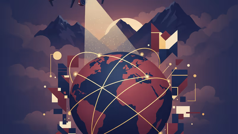 A reconnaissance drone flying over mountainous border terrain near the DMZ