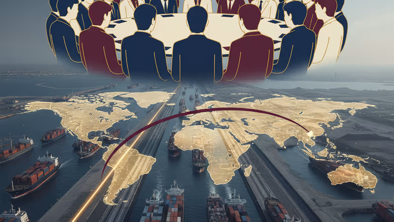 韓國與埃及官員簽署經濟夥伴協定後的握手意象圖