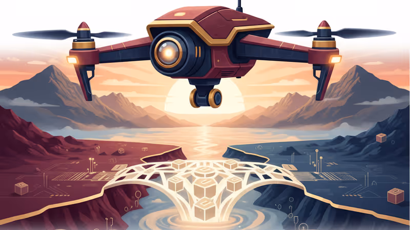 한반도 접경 지역 산악 지대를 비행하는 감시 드론의 모습