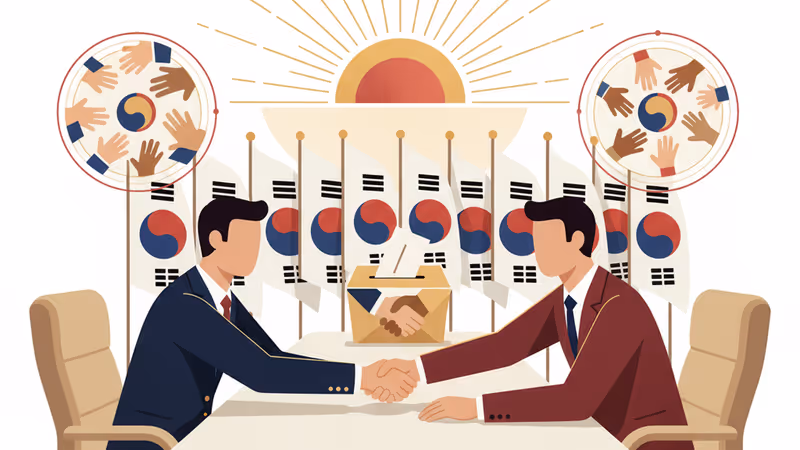 통일부와 외교부 차관이 대북 정책 협의를 위해 회담하는 모습