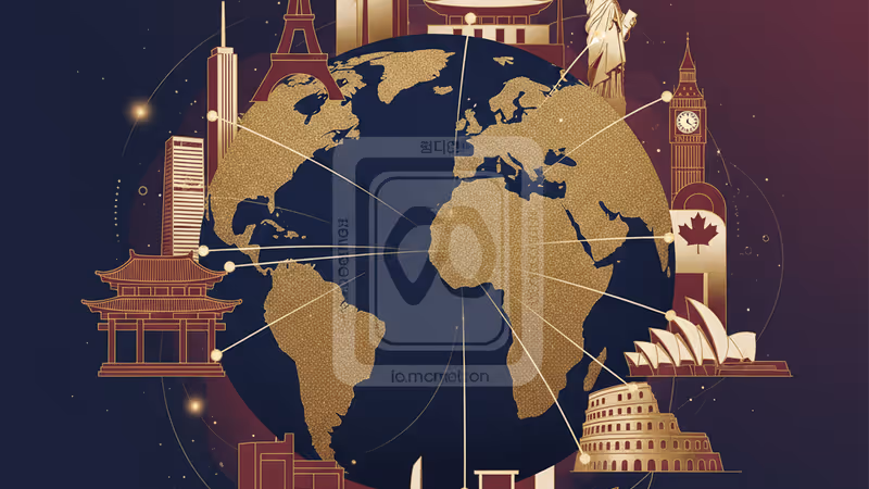 경복궁 앞에서 사진을 찍는 단체 관광객들의 모습