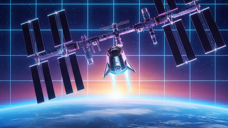 ISSから切り離されるSpaceXのクルードラゴン宇宙船のイメージ