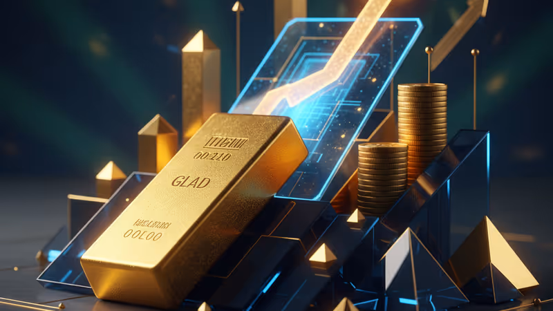 Gold bars with a rising market price chart