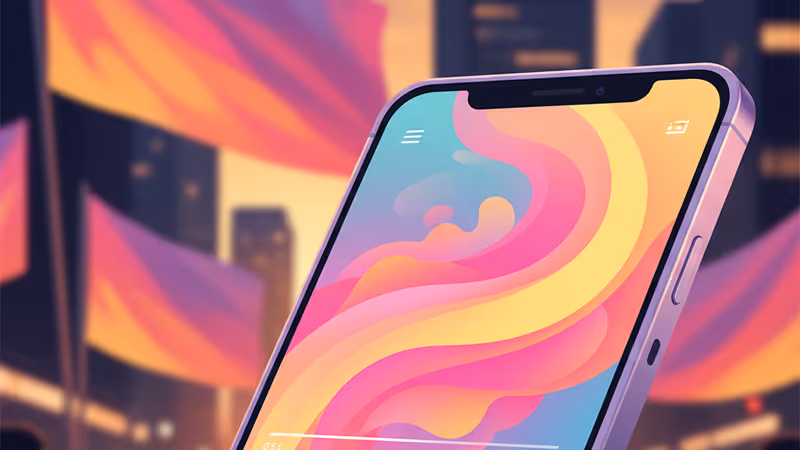 Smartphone with Spotify app against a backdrop of protesters