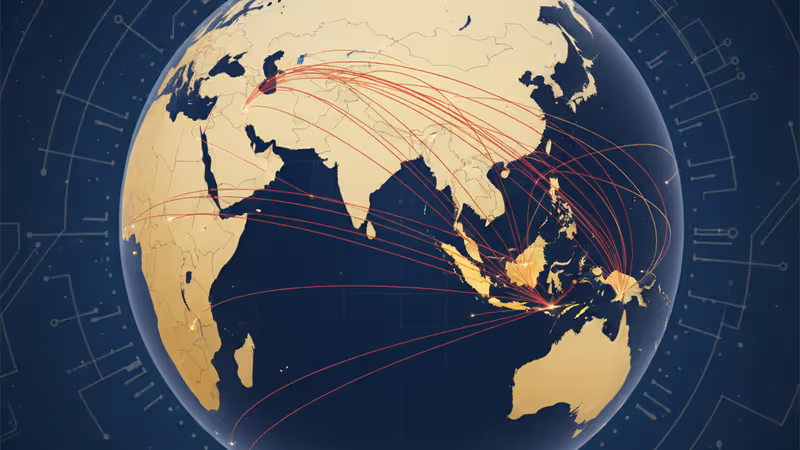 트럼프 관세 정책 속에서 변화하는 글로벌 무역 항로의 상징적 모습