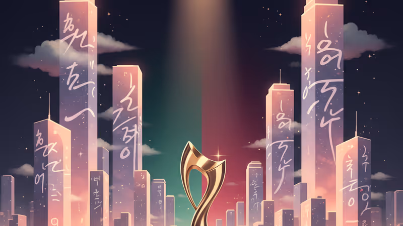 Critics Choice trophy with Squid Game themed lighting