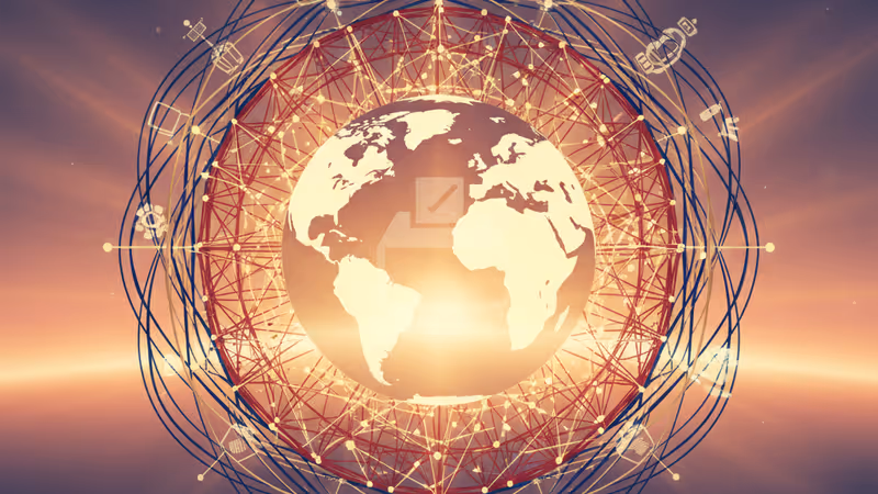 지구를 촘촘하게 감싸고 있는 거대 위성 네트워크의 가상 이미지