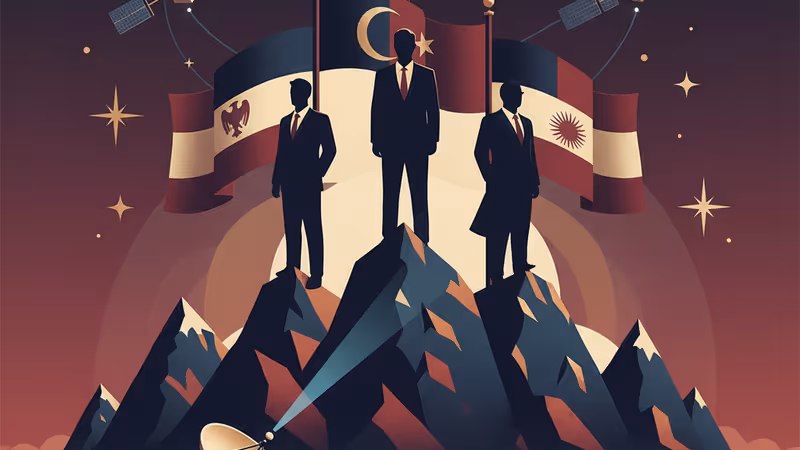 어두운 밤 이란의 건물 옥상에 설치된 스타링크 위성 안테나