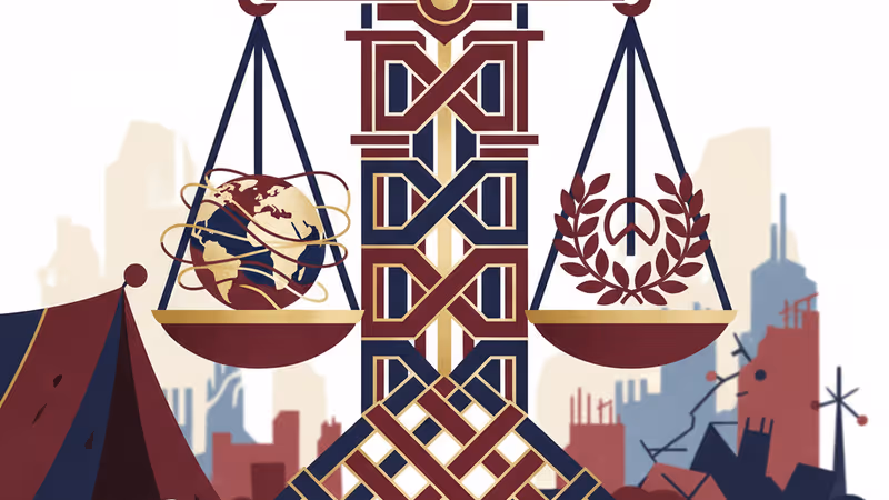 Worn-out shoes in front of a tent in a Gaza refugee camp