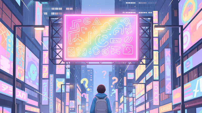 도쿄 거리에서 황당한 영어 표지판을 보고 당황하는 관광객